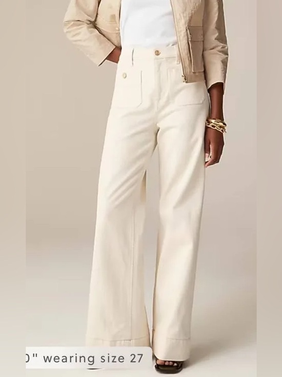J. Crew Pants - J.Crew Sailor wide leg denim trousers in an ecru color Sz 27